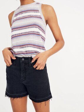 Madewell High-Rise Denim Shorts w/ Drop Hem, Faded Black Wash, Sz 26, EUC